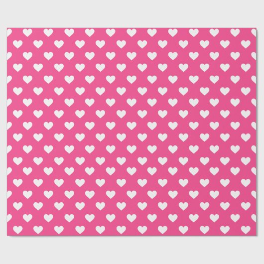 Cute Hot Pink And White Heart Patterned Cadeaupapier (Vlak)