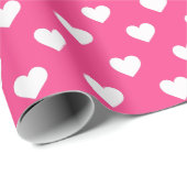 Cute Hot Pink And White Heart Patterned Cadeaupapier (Rol Hoek)