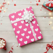 Cute Hot Pink And White Heart Patterned Cadeaupapier