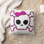 Cute Hot Pink Bow Skull Kussen (Deken)