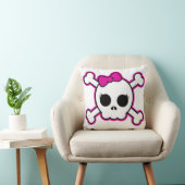 Cute Hot Pink Bow Skull Kussen (Stoel)