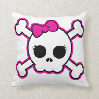 Cute Hot Pink Bow Skull Kussen
