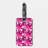 Cute Hot Pink Digital Camo Pattern met Monogram Bagagelabel (Achterkant verticaal)