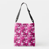 Cute Hot Pink Digital Camo Pattern met Monogram Crossbody Tas (Achterkant)