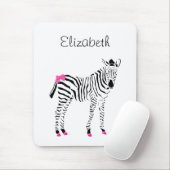 Cute Hot Pink en Black Girly Zebra met naam Muismat (Met muis)