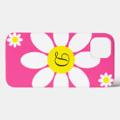 Cute Hot Pink en White Daisies Floral Initiaal Case-Mate iPhone Case (Achterkant (horizontaal))