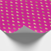 Cute Hot Pink Gold Hearts Patroon Cadeaupapier (Hoek)