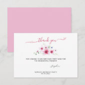 Cute Hot Pink kan Waterverf Girl Birthday drijven Bedankkaart (Voorkant / Achterkant)