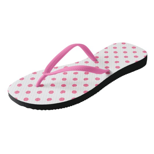 Cute Hot Pink Polkadots - Teenslippers Slim Straps (Schuin)