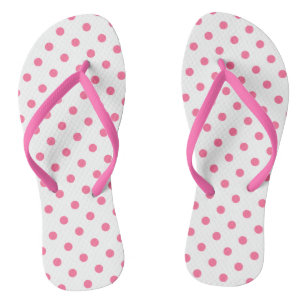 Cute Hot Pink Polkadots - Teenslippers Slim Straps