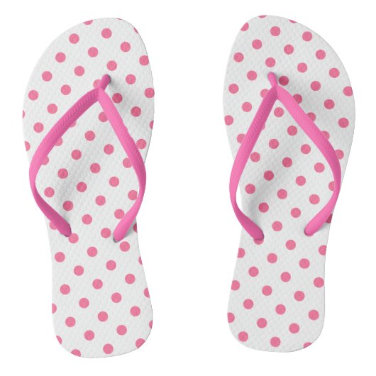 Cute Hot Pink Polkadots - Teenslippers Slim Straps (Voetbed)