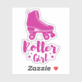 Cute Hot Pink Roller Girl Schaats Fun Stars Sticker (Vel)