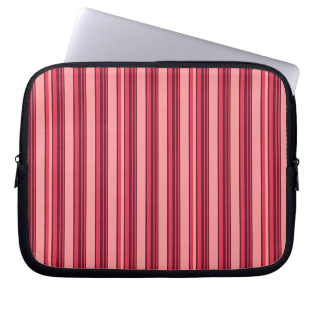 Cute hot pink stripes laptop sleeve (Voorkant)