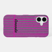 Cute Hot Pink uniek modern Stripe Patroon iPhone 16 Hoesje (Achterkant horizontaal)