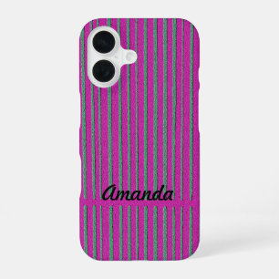 Cute Hot Pink uniek modern Stripe Patroon iPhone 16 Hoesje