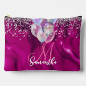 Cute hot roze faux zilveren glitter ballon monogra etui (Voorkant)