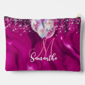 Cute hot roze faux zilveren glitter ballon monogra etui (Achterkant)