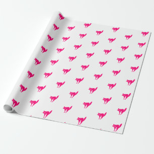 Cute hot-roze fuchsia white cat Patroon gift Cadeaupapier
