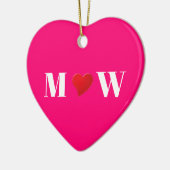 Cute hot roze rood hart aangepast monogram keramisch ornament (Links)