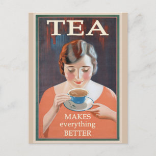 Cute  Hot Tea Poster Briefkaart
