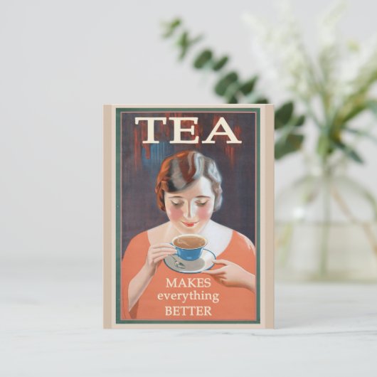 Cute  Hot Tea Poster Briefkaart (Staand voorkant)