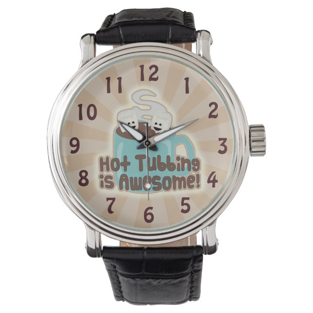 Cute Hot Tub Cocoa en Marshmallows Horloge (Voorkant)