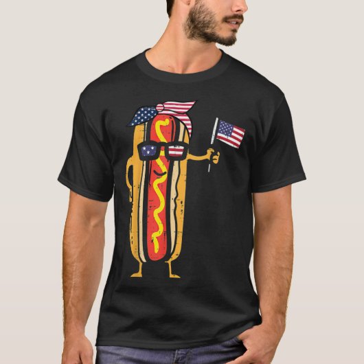 Cute Hotdog Bun Sunglasses Happy 4th Of July Ameri T-shirt (Voorkant)