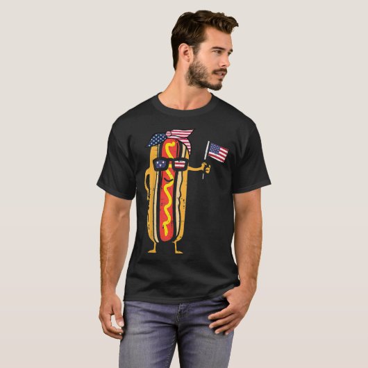 Cute Hotdog Bun Sunglasses Happy 4th Of July Ameri T-shirt (Voorkant volledig)