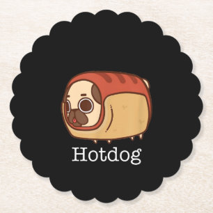 Cute Hotdog   Hondenliefhebber van Lovely Pug Kartonnen Onderzetters