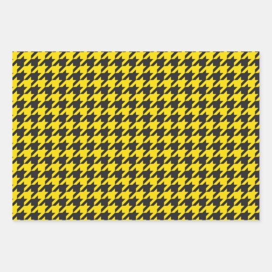 Cute Houndstooth Check Pattern Yellow and Black Inpakpapier Vel (Voorkant 3)