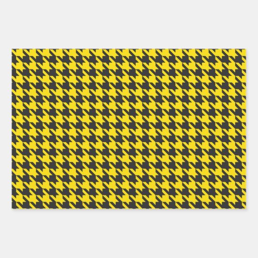 Cute Houndstooth Check Pattern Yellow and Black Inpakpapier Vel (Voorkant)