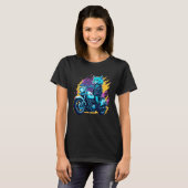 Cute house cat riding on a motorcycle  Christmas T-shirt (Voorkant volledig)