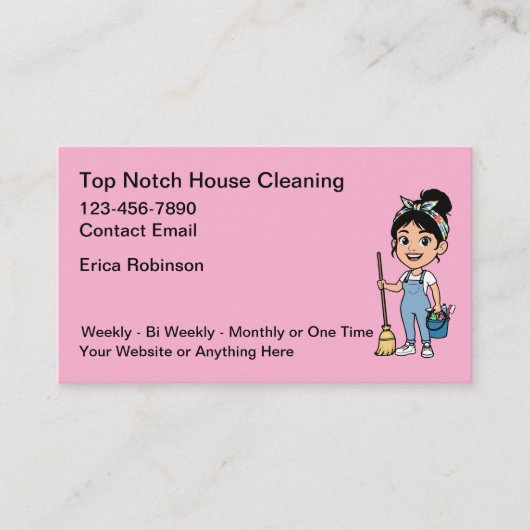 Cute House Cleaning Maid Service Business Cards Visitekaartje (Voorkant)