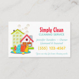Cute House Cleaning Service Visitekaartje