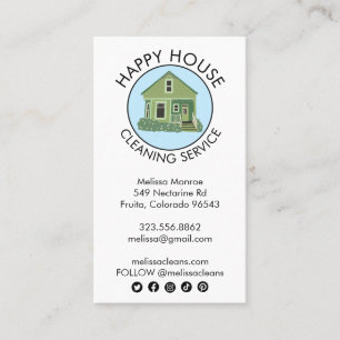 Cute House Logo Cleaning Home Services Social Icon Visitekaartje