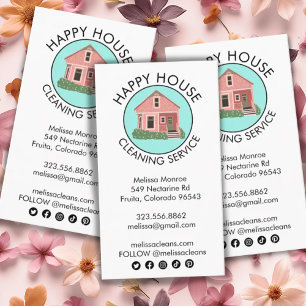 Cute House Logo Cleaning Home Services Social Icon Visitekaartje