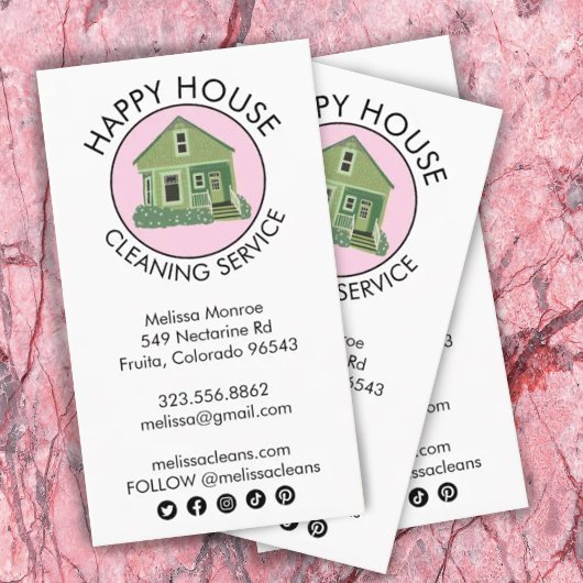 Cute House Logo Cleaning Home Services Social Icon Visitekaartje