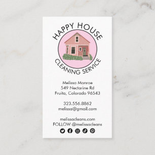 Cute House Logo Cleaning Home Services Social Icon Visitekaartje