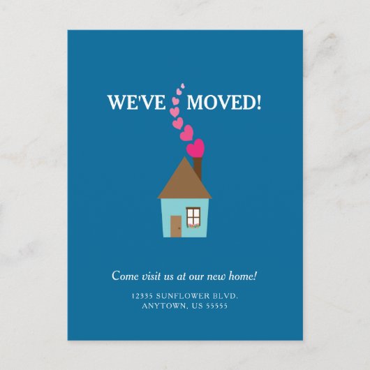 Cute House met hart We hebben een nieuw adres verp Briefkaart (Voorkant)