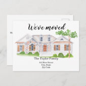 Cute House Moving Announcement Briefkaart (Voorkant / Achterkant)