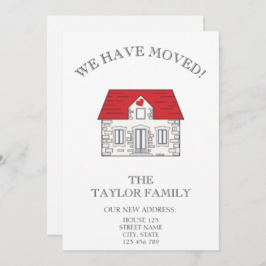Cute House New Home Moving Announge Aankondiging (Voorkant / Achterkant)