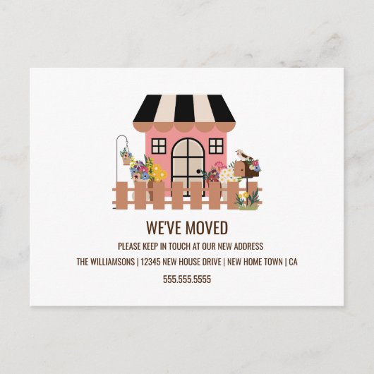 Cute House | Nieuwe mededeling thuisbeweging Briefkaart (Voorkant)