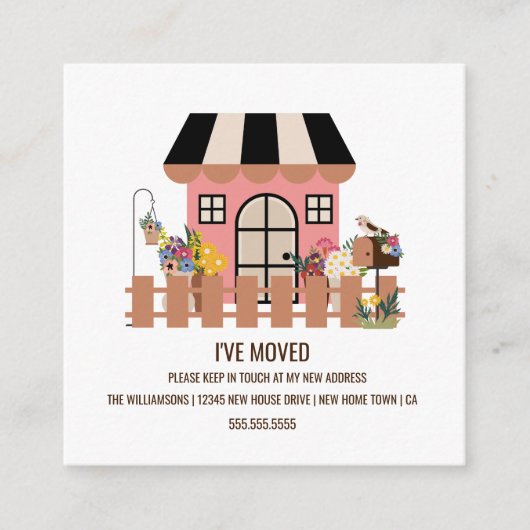 Cute House | Nieuwe mededeling thuisbeweging Informatiekaartje (Voorkant)