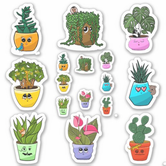 Cute House Plant Emoji Stickers (Voorkant)
