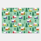 Cute House Theren Kerstmis Pattern Inpakpapier Vel (Voorkant 3)