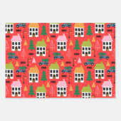Cute House Theren Kerstmis Pattern Inpakpapier Vel (Voorkant 2)