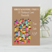 Cute house waterverf illustratie huisverwarming kaart (Staand voorkant)