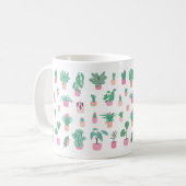 Cute Houseplant Pattern with Minimalist Potted Pla Koffiemok (Voorkant links)