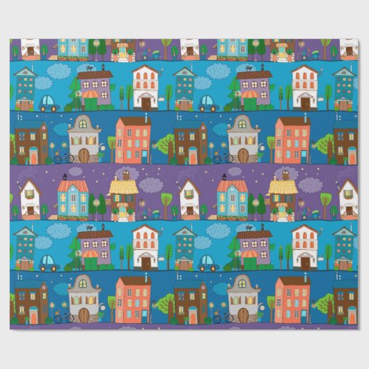 Cute Houses Cadeaupapier (Vlak)