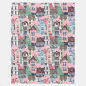 Cute Houses Fleece Blanket (Voorkant)